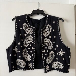 Black Embroidered Vest